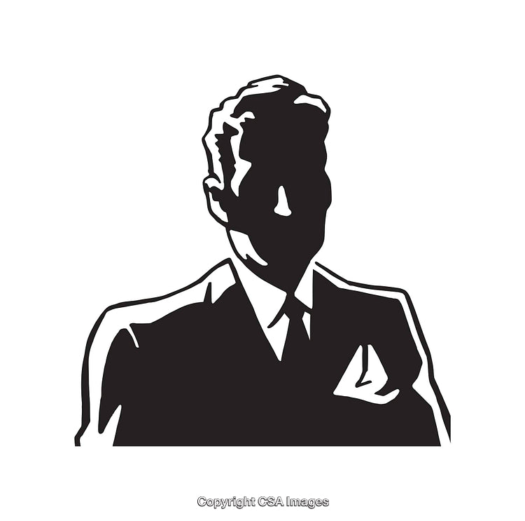 Elegant Black and White Line Art of a Distinguished Gentleman