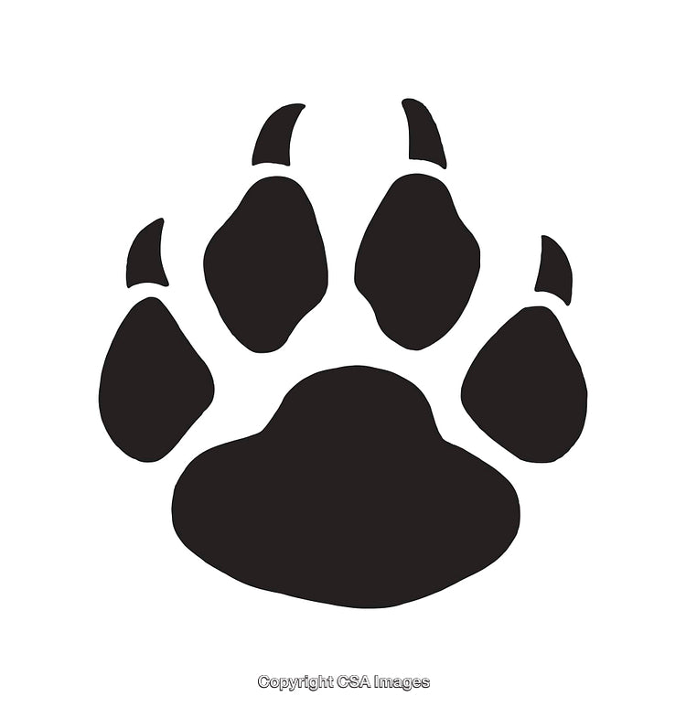 Black and White Illustration of a Crisp Paw Print Design