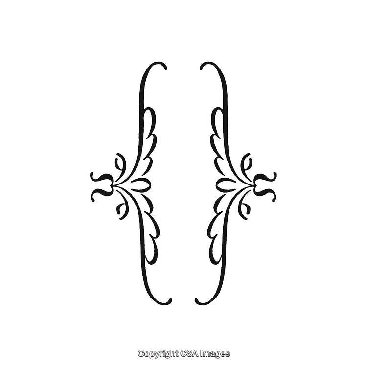 Intricate Black and White Decorative Ornament Design with Curved Patterns