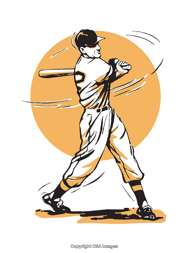 Dynamic Illustration of a Baseball Player Swinging the Bat