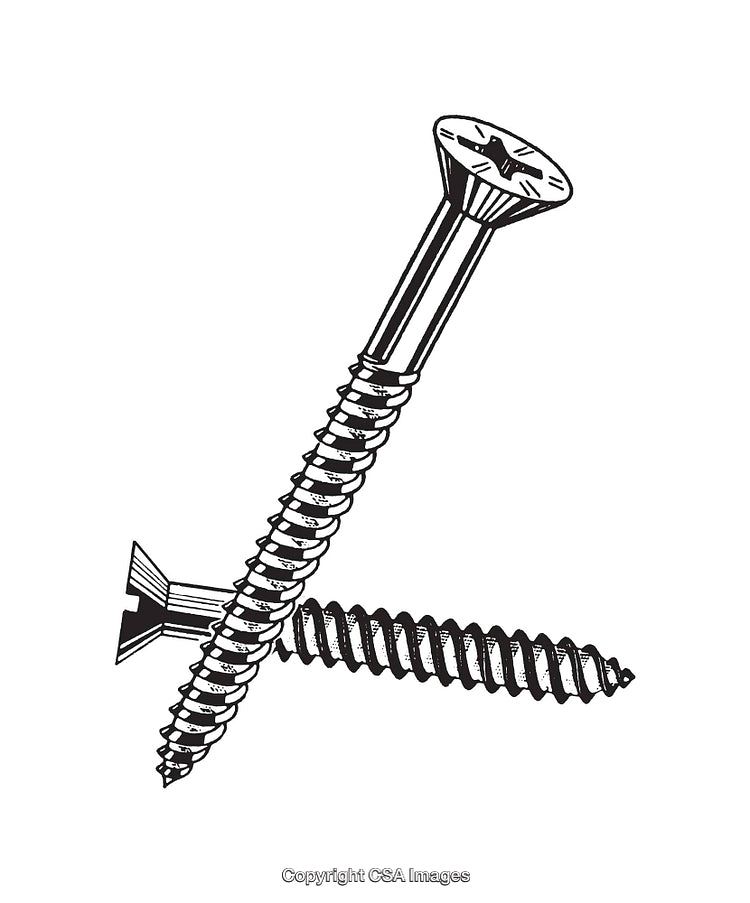 Black and White Line Art of Screws with Detailed Features