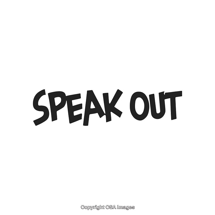 Speak Out Text Design on a Clean White Background