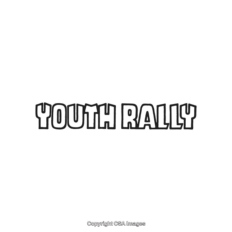 Youth Rally Text Illustration with Bold Styling on White Background