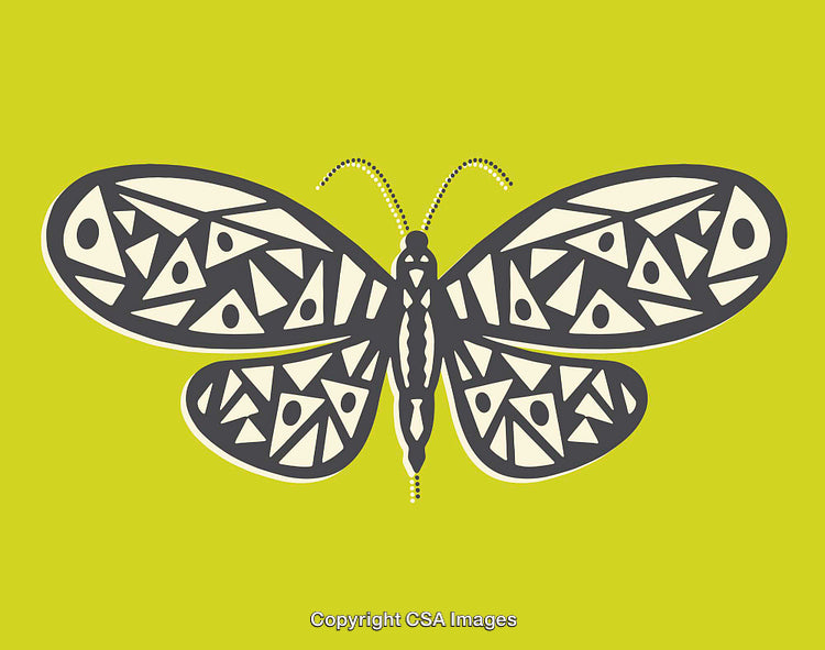Abstract Geometric Butterfly Illustration on a Vibrant Green Background