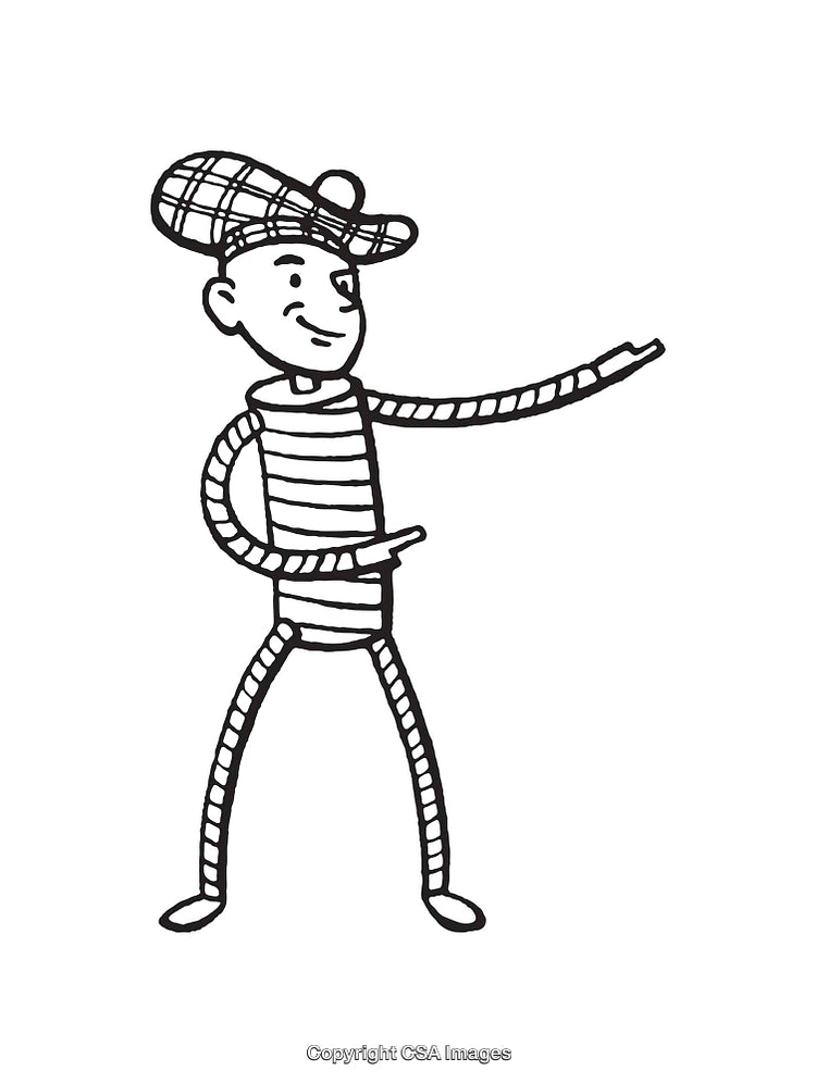 Playful Line Art Drawing of a Character in a Checkered Hat