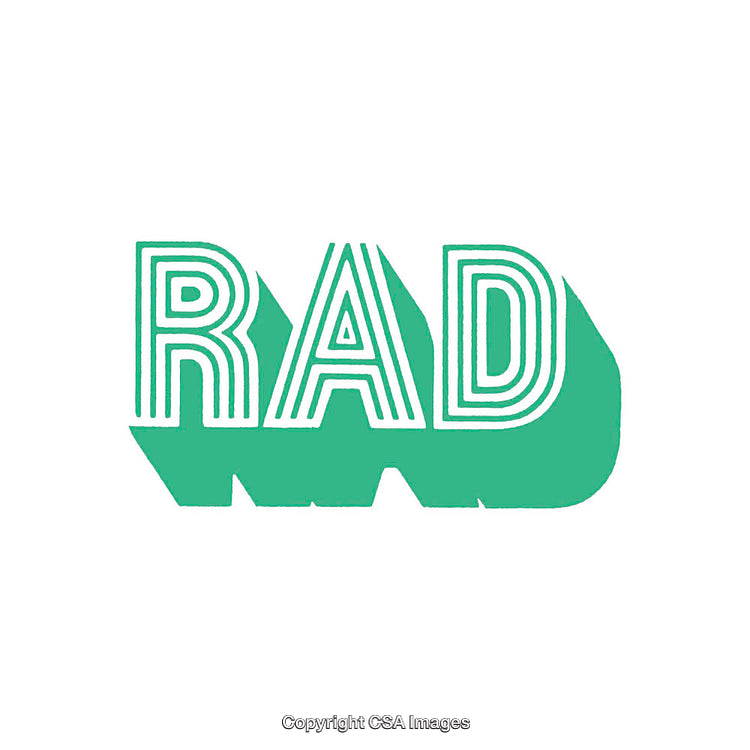 Stylized Green Text Design Featuring the Word 'RAD' on White Background