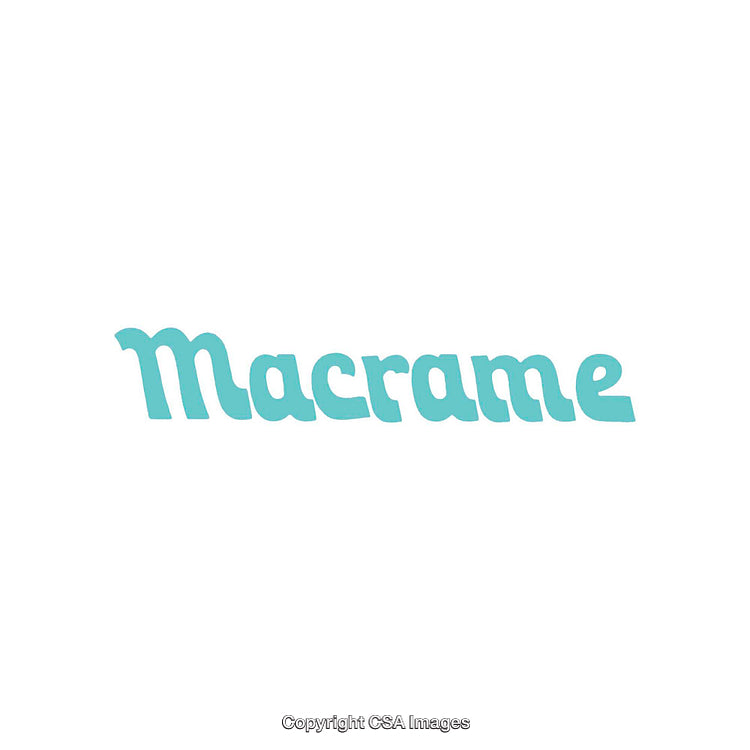 Macrame Text in Blue Font Isolated on a White Background