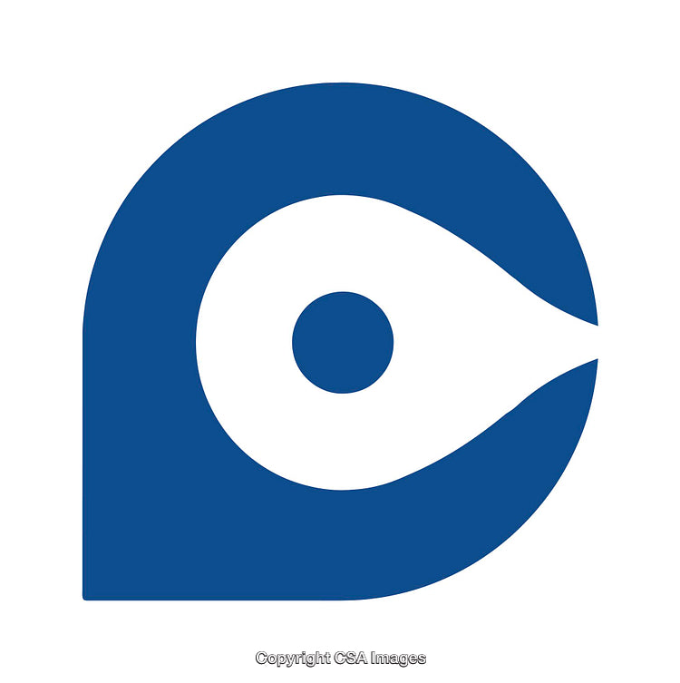 Blue Circular Icon Design with Abstract Shape and Bold Design