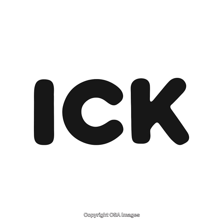 Playful Black Text 'ICK' on a Clean White Background