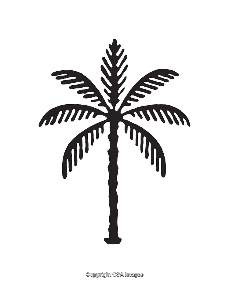 Black and White Palm Tree Illustration with Simple Line Art Design