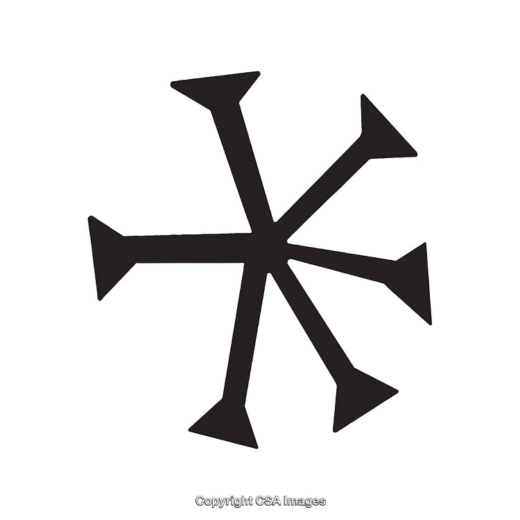 Abstract Six-Armed Symbol in Black Isolated on White Background