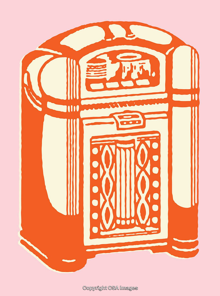Vintage Orange Jukebox Illustration on a Pink Background