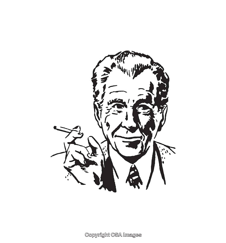Retro Line Art Portrait of a Man in Black and White