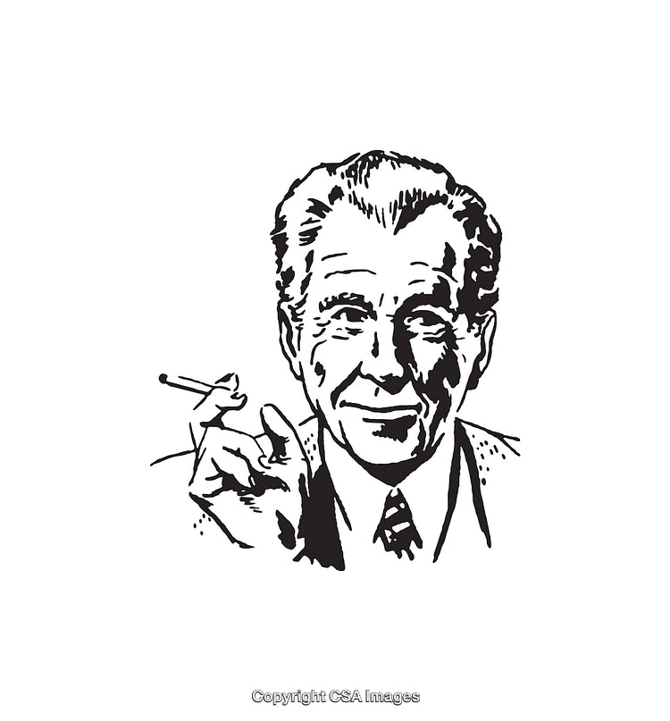 Retro Line Art Portrait of a Man in Black and White