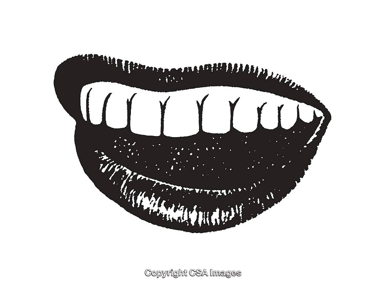 Black and White Line Art Illustration of A Smiling Mouth