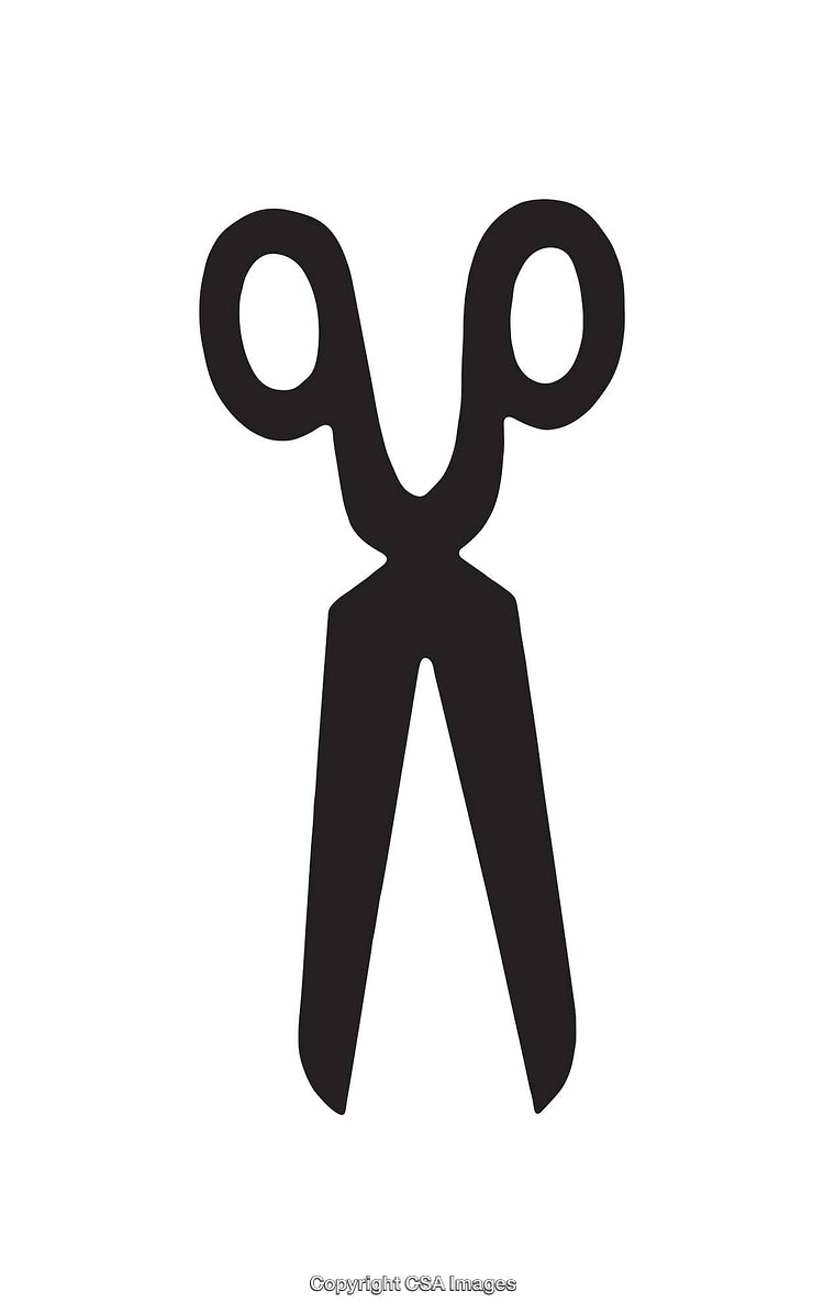 Silhouette Icon of Scissors on a Plain White Background