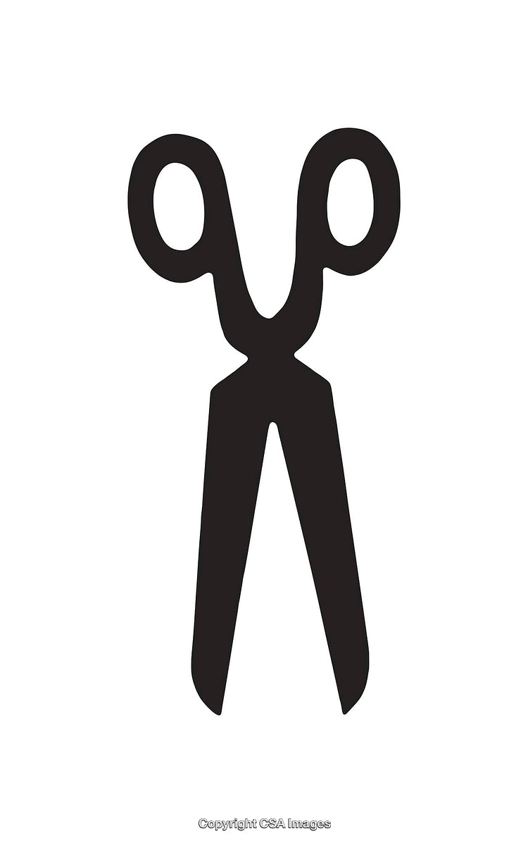 Silhouette Icon of Scissors on a Plain White Background