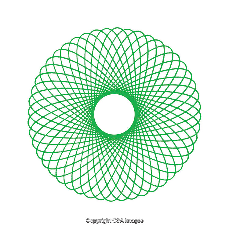 Green Abstract Geometric Design with Radiating Circular Spiral Patterns