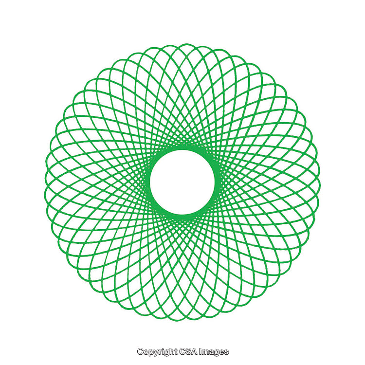 Green Abstract Geometric Design with Radiating Circular Spiral Patterns