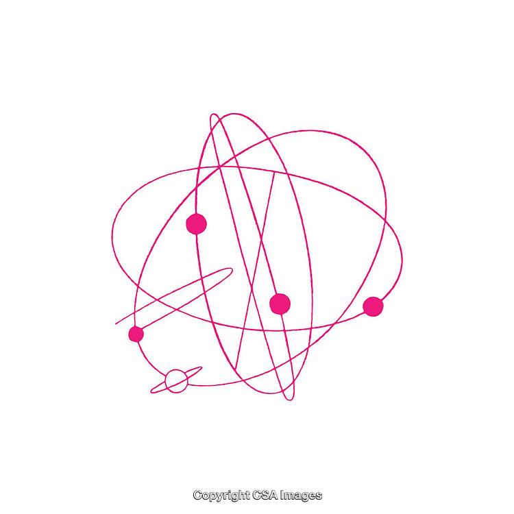 Pink Atomic Structure Diagram Representing Science and Physics Concept