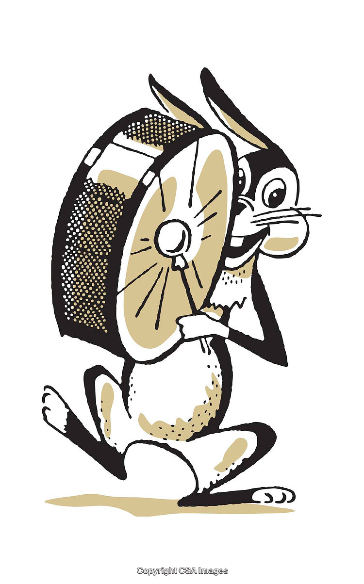 Playful Rabbit Playing a Drum in a Whimsical Illustration Style