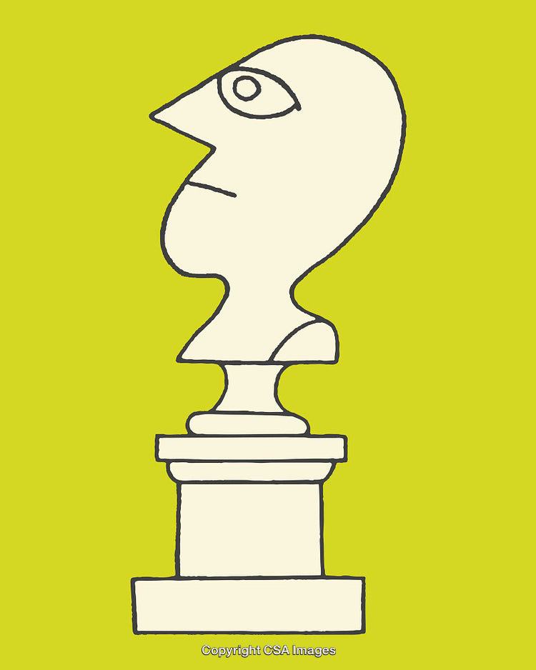 Contemporary Line Art Illustrating an Abstract Bust with Bold Colors