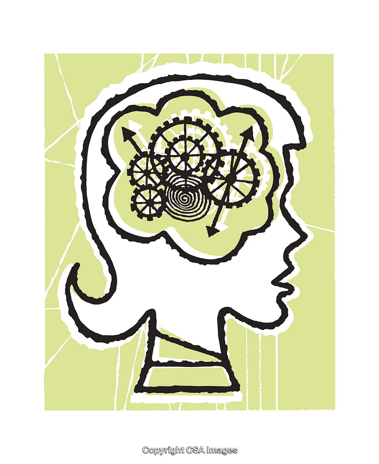 Conceptual Illustration Exploring Active Thought and Cognitive Processes