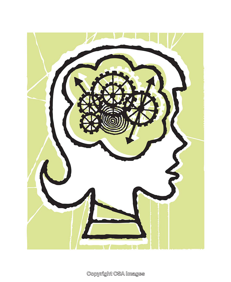 Conceptual Illustration Exploring Active Thought and Cognitive Processes
