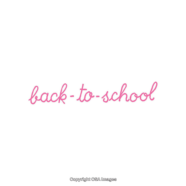 Pink Handwritten Back-To-School Phrase on a White Background