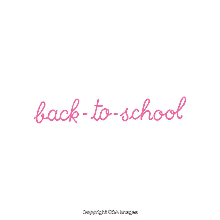 Pink Handwritten Back-To-School Phrase on a White Background