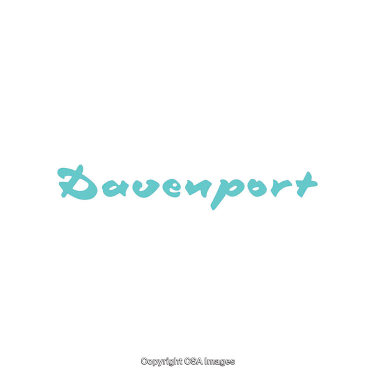 Stylized Turquoise Text Reading 'Davenport' on a White Background