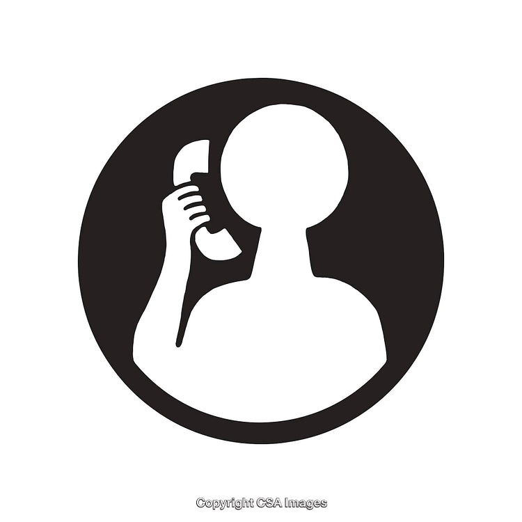 Silhouette of a Person Holding a Handset Icon in Monochrome