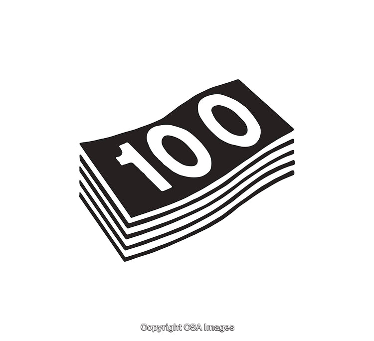 Stack of Hundred-Dollar Bill Icons in Black and White Design