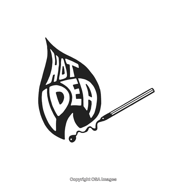 Creative Calligraphy Depicting Hot Flame and Idea Light Motif