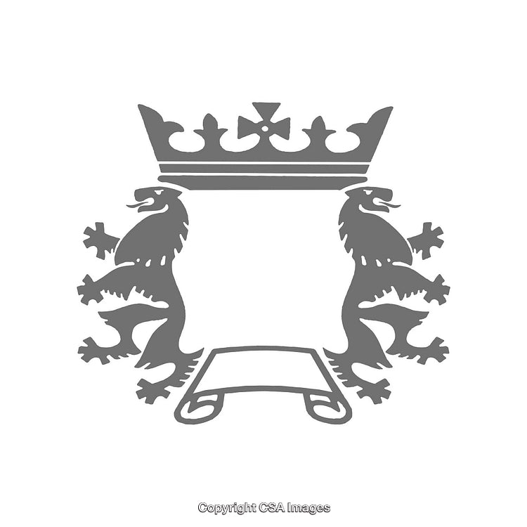 Elegant Heraldic Crown with Lions Highlighting Nobility and Prestige