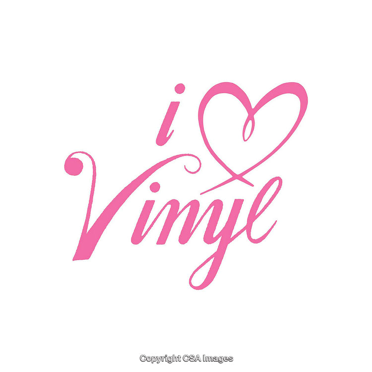 Pink Heart Design with Script Text and Vintage Vinyl Theme Artwork