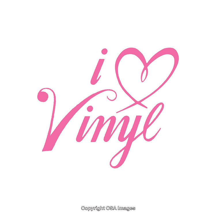 Pink Heart Design with Script Text and Vintage Vinyl Theme Artwork