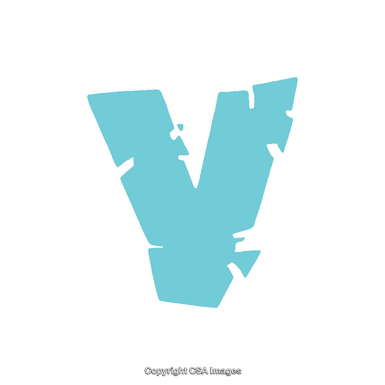 Unique and Creative Artistic Blue Letter V on a White Background