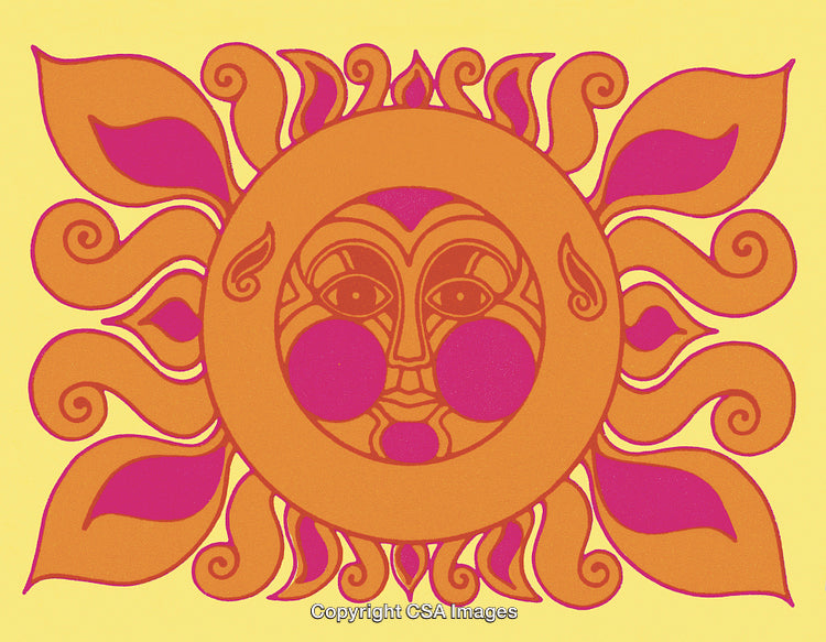 Colorful Abstract Sun Illustration in Vibrant Retro Style