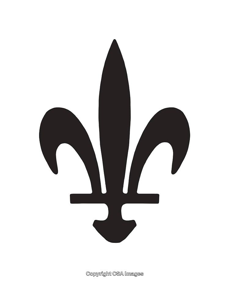 Black and White Fleur-de-Lis Icon in Minimalist Silhouette Style