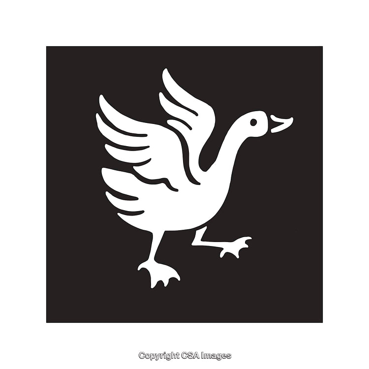 Black and White Illustration of a Goose Silhouette with Open Wings