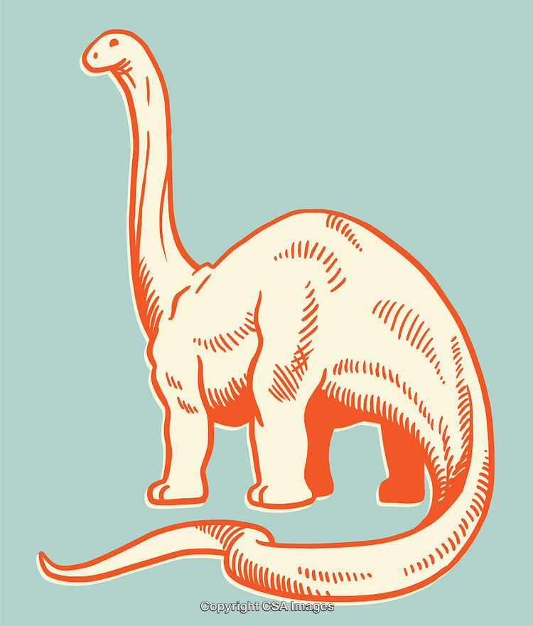 Colorful Line Art Illustration of a Brachiosaurus Dinosaur