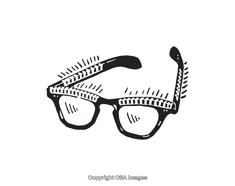 Black And White Line Drawing of Stylish Glasses with Retro Design