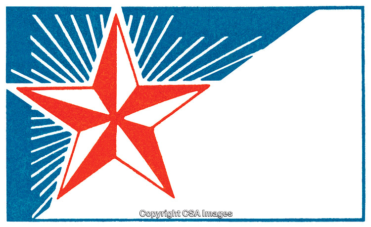 Stylized Red Star Design with Vibrant Blue Background and Text Space