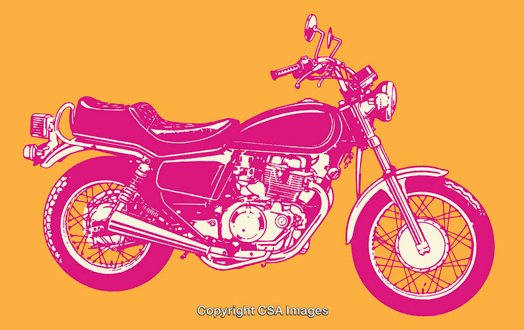 Colorful Illustrated Classic Motorcycle Art With Vibrant Pop Art Style