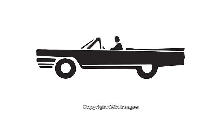 Silhouette of a Classic Convertible Car with Driver Icon
