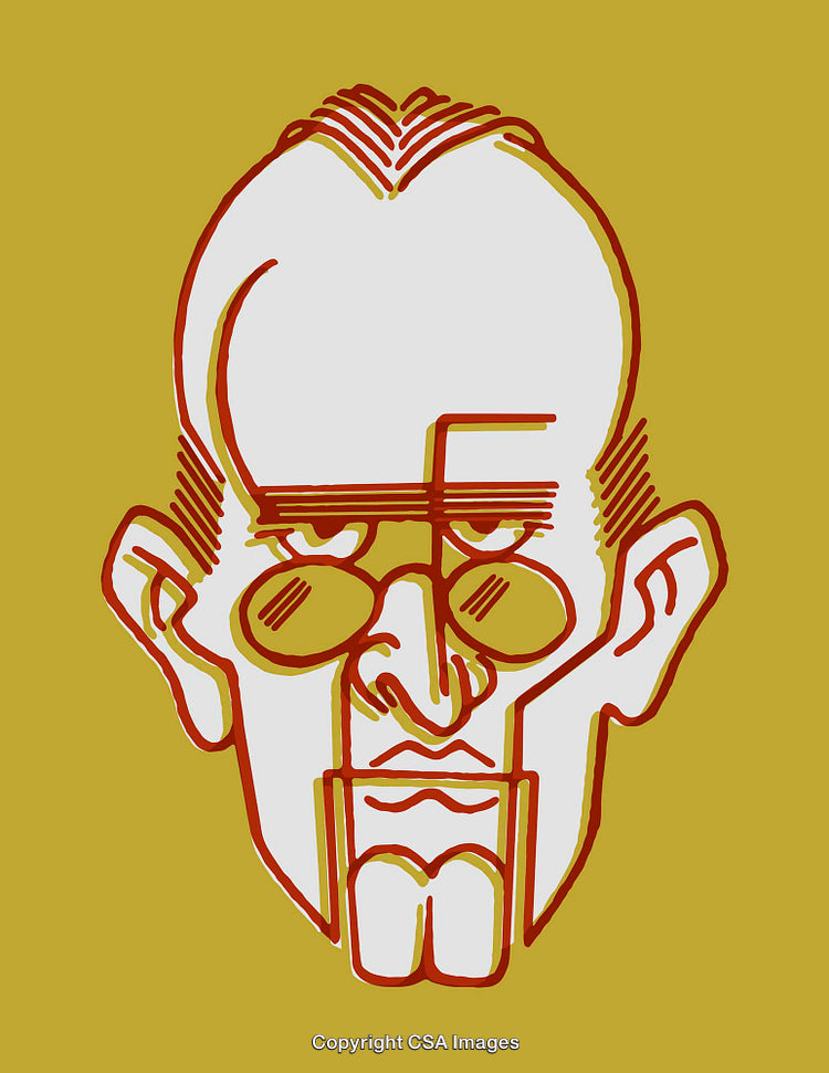 Minimalist Line Art Portrait Featuring Geometric Shapes in Bold Colors