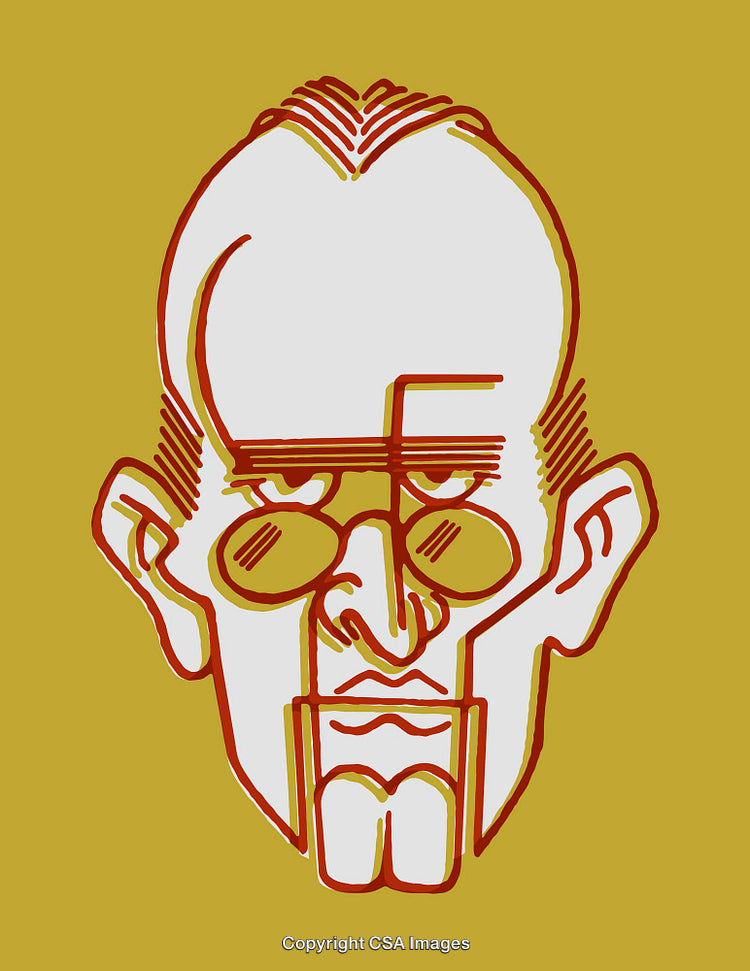 Minimalist Line Art Portrait Featuring Geometric Shapes in Bold Colors