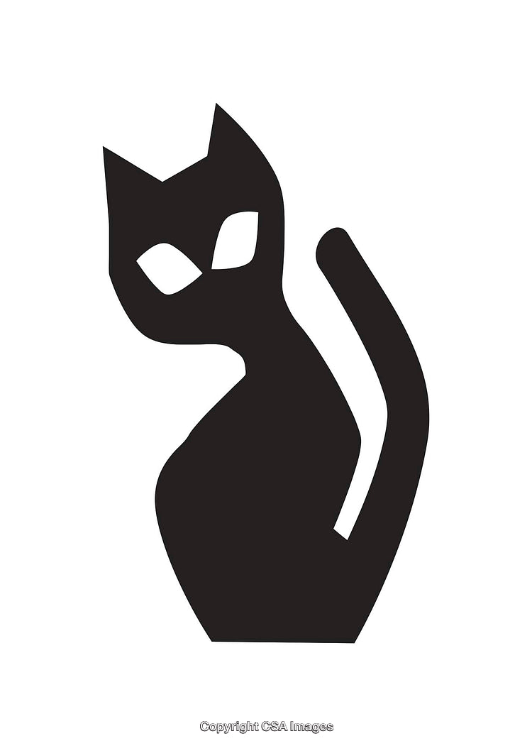 Silhouette Illustration of a Cat in Black and White Icon Style