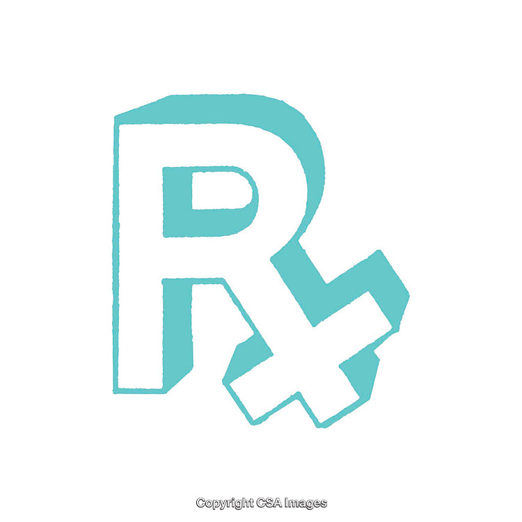 Blue RX Symbol with a Cross Representing Medicine or Pharmacy Concept